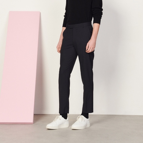 Sandro Paris Men cool wool trousers dark navy - Picture 2 of 5